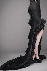 Courte à l'avant et longue à l'arrière, robe à volants ondulés à plusieurs couches, longueur au sol, extensible, jupe gothique mi-longue pour femmes